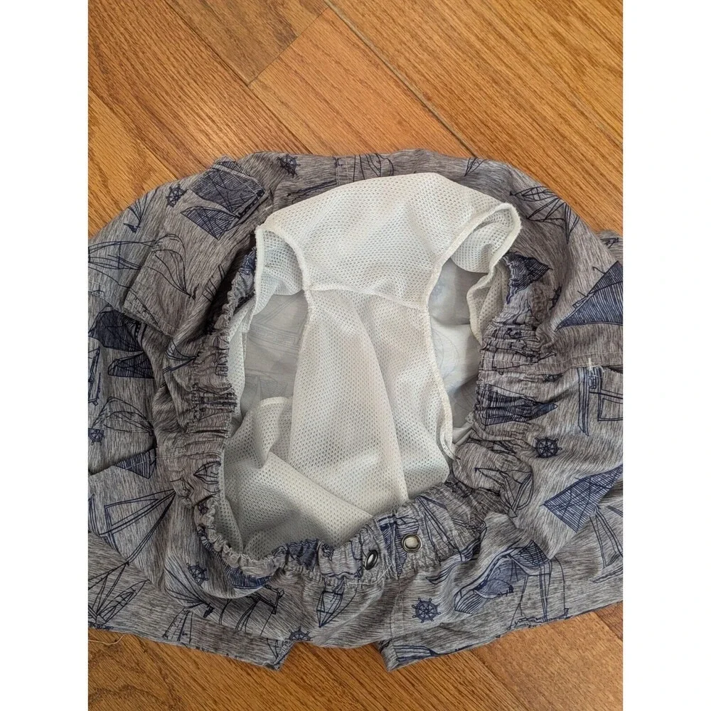 Nautical U.S. Polo Assn Sailboat Swim Trunks Shorts Men's Large‎ Gray Blue Lined